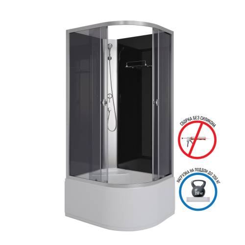 Душевая кабина Niagara Eco E90/80/40L/TN/BK 90х80 асимметричная без крыши ориентация левая